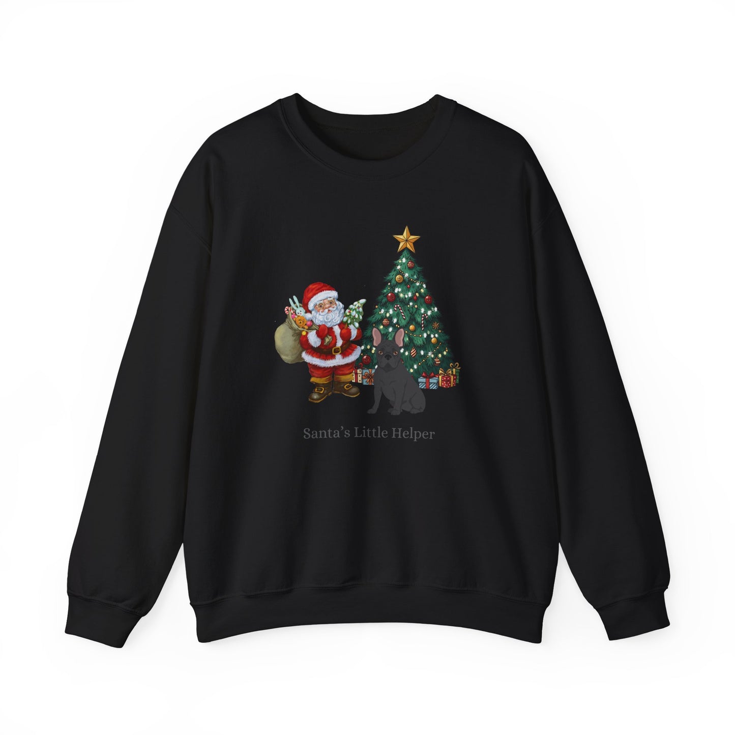 French Bulldog Dog Santa's Little Helper Unisex Heavy Blend Crewneck Sweatshirt