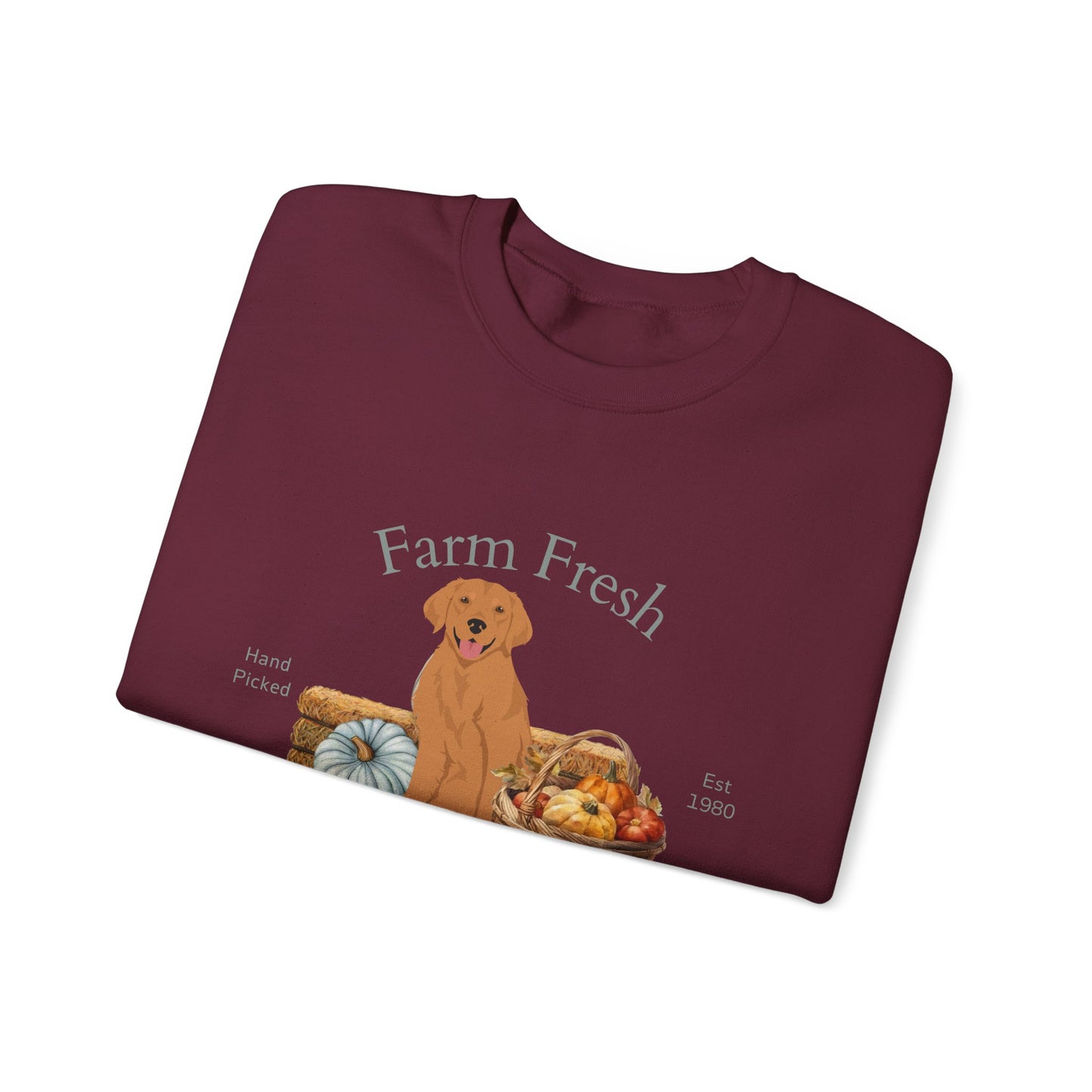 Golden Retriever Dog Fall Farm Fresh Unisex Heavy Blend Crewneck Sweatshirt