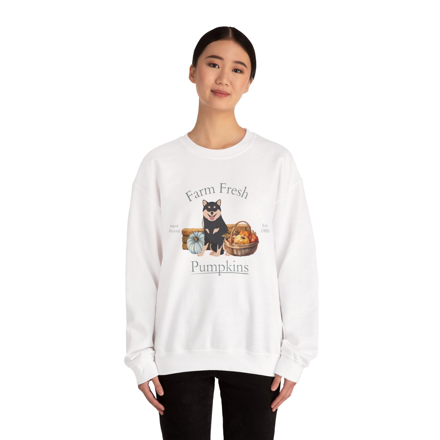 Shiba Inu Dog Fall Farm Fresh Unisex Heavy Blend Crewneck Sweatshirt