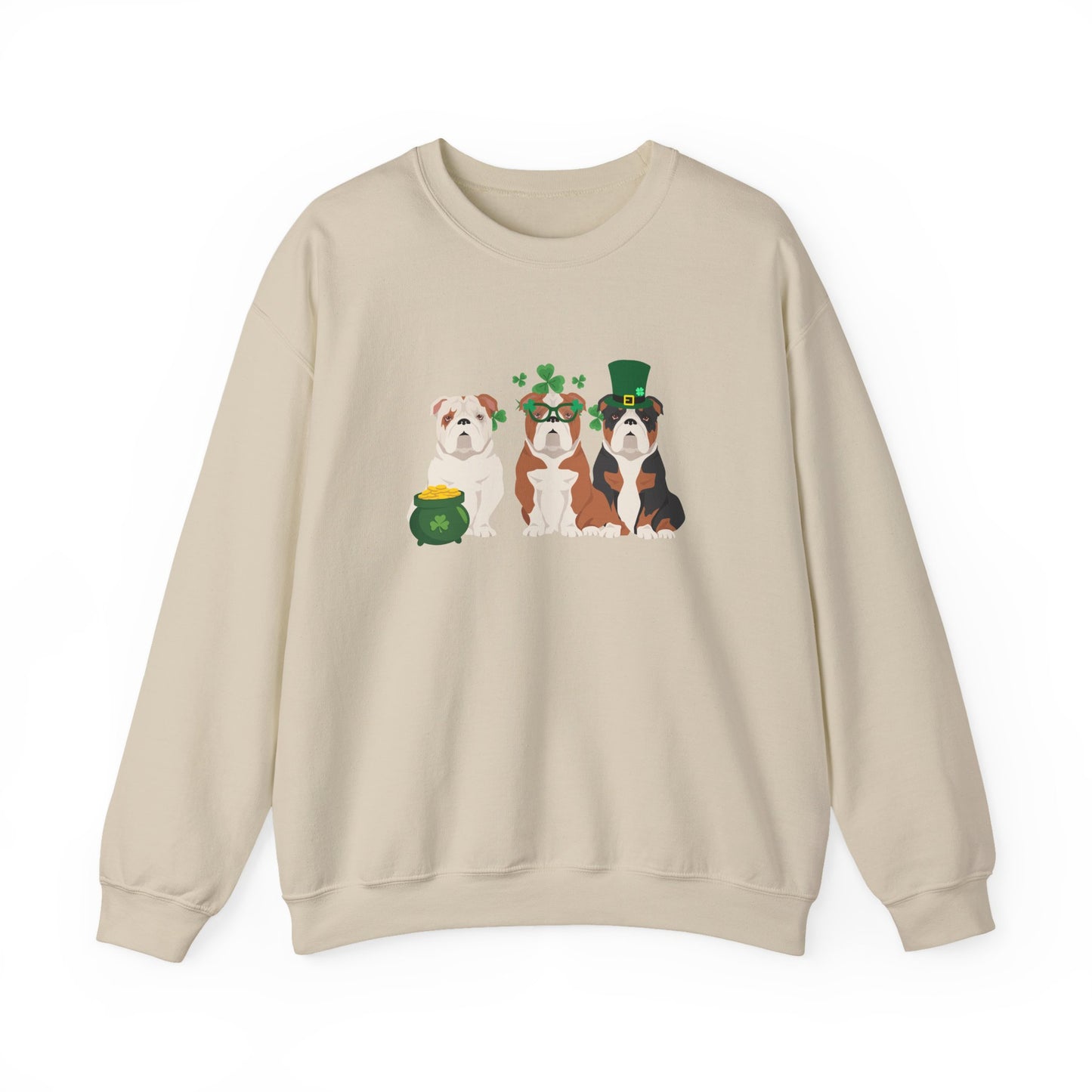 Bulldog Dog St Patricks Day Unisex Heavy Blend Crewneck Sweatshirt, St Pattys day, Cute Dog Mom Gift
