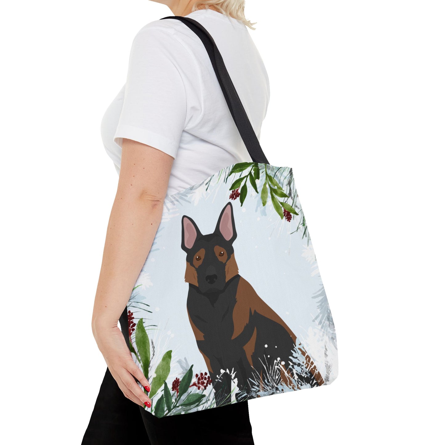 German Shepherd Dog Christmas Holiday Tote Bag 16x16