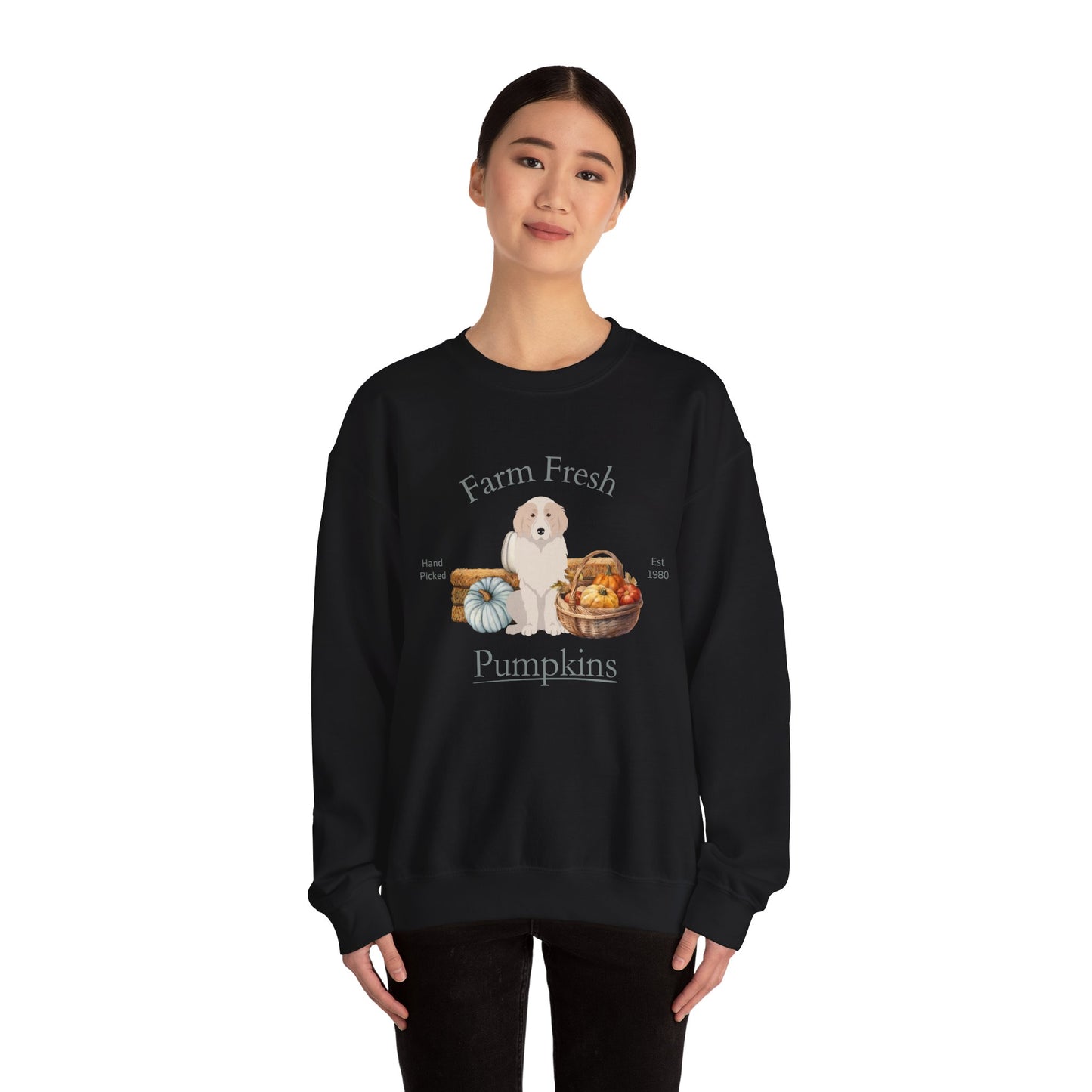 Great Pyrenees Dog Fall Farm Fresh Unisex Heavy Blend Crewneck Sweatshirt