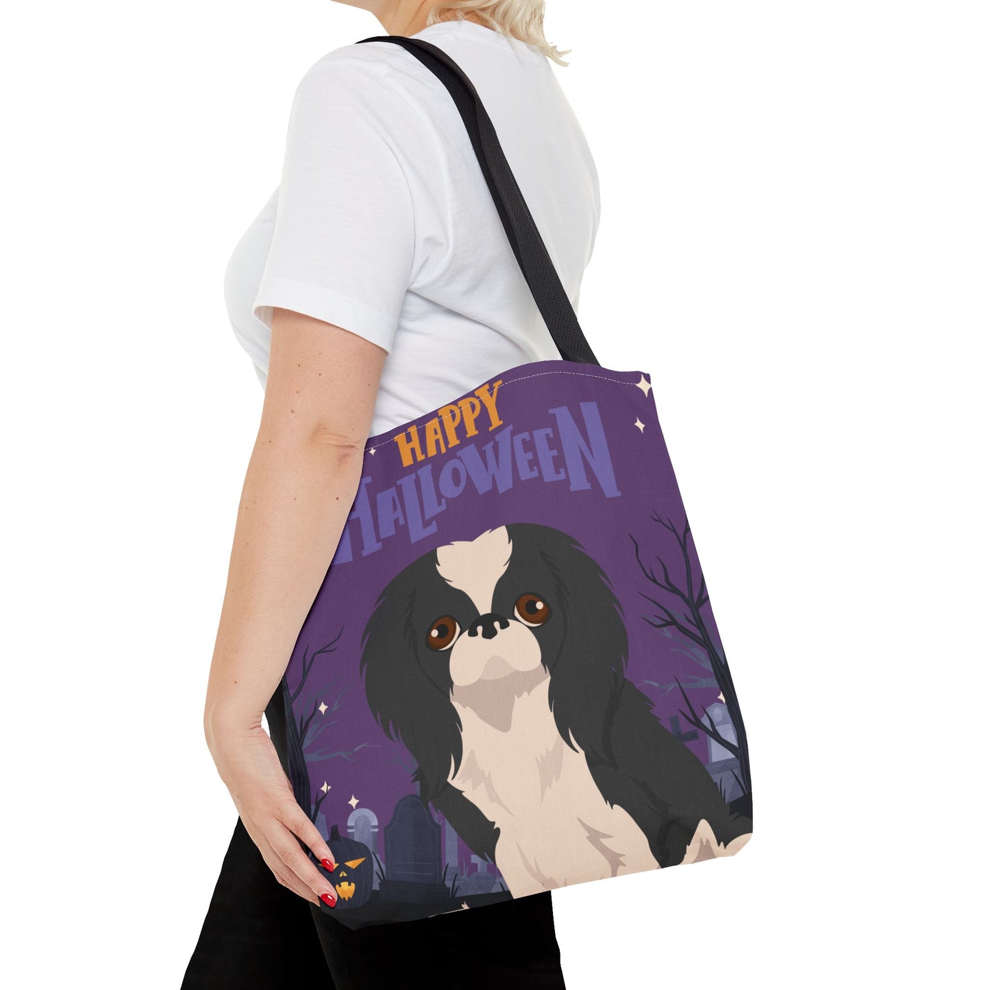 Japanese Chin Dog Happy Halloween Tote Bag 16x16