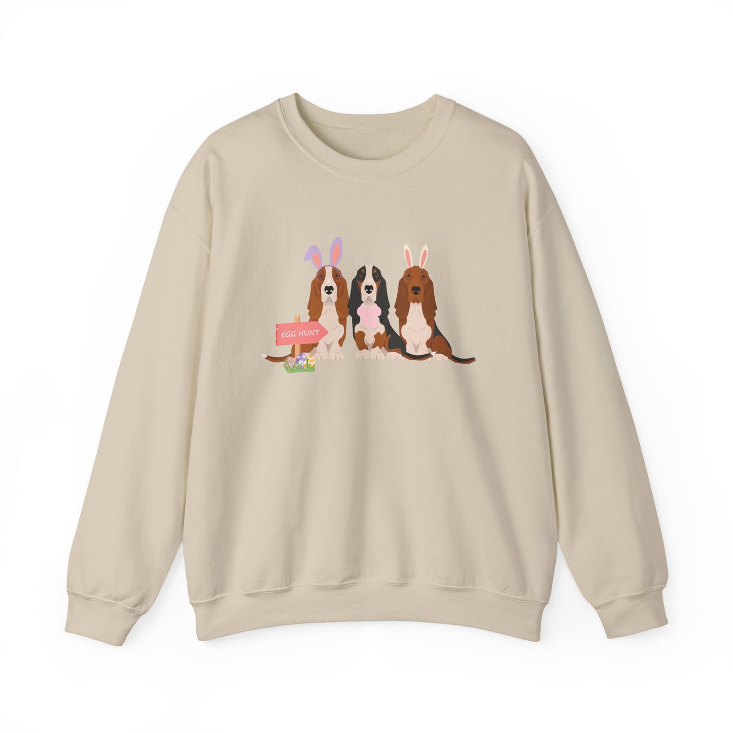 Basset Hound Dog Easter Unisex Heavy Blend Crewneck Sweatshirt, Easter, Cute Dog Mom Gift