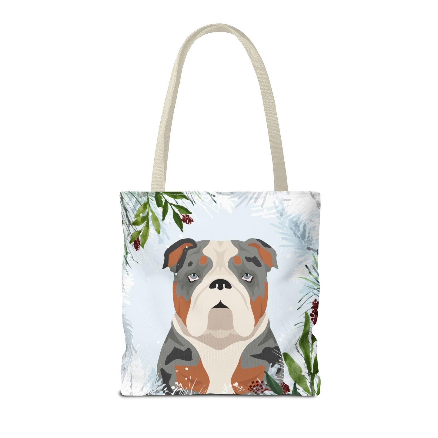 Bulldog Dog Christmas Holiday Tote Bag 16x16