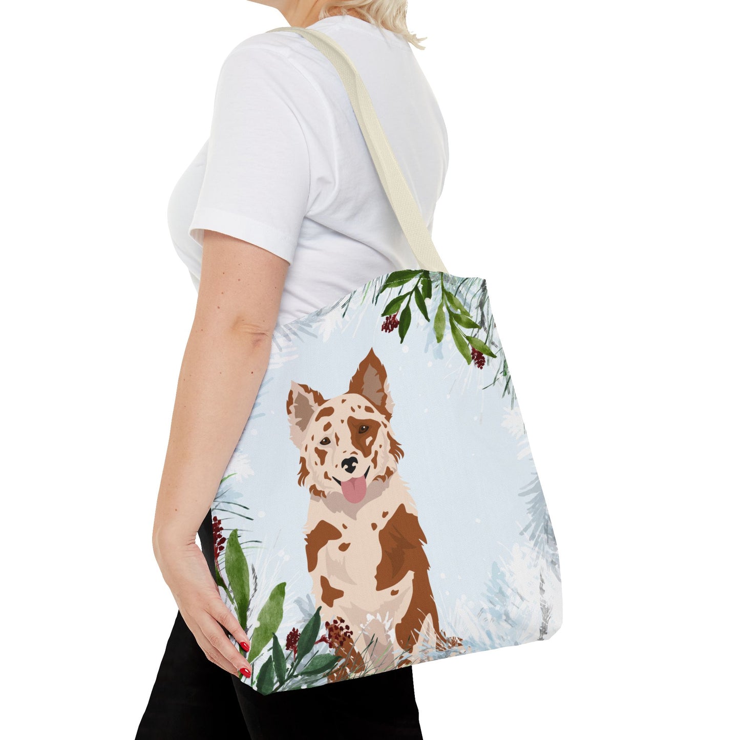 Mudi Dog Christmas Holiday Tote Bag 16x16