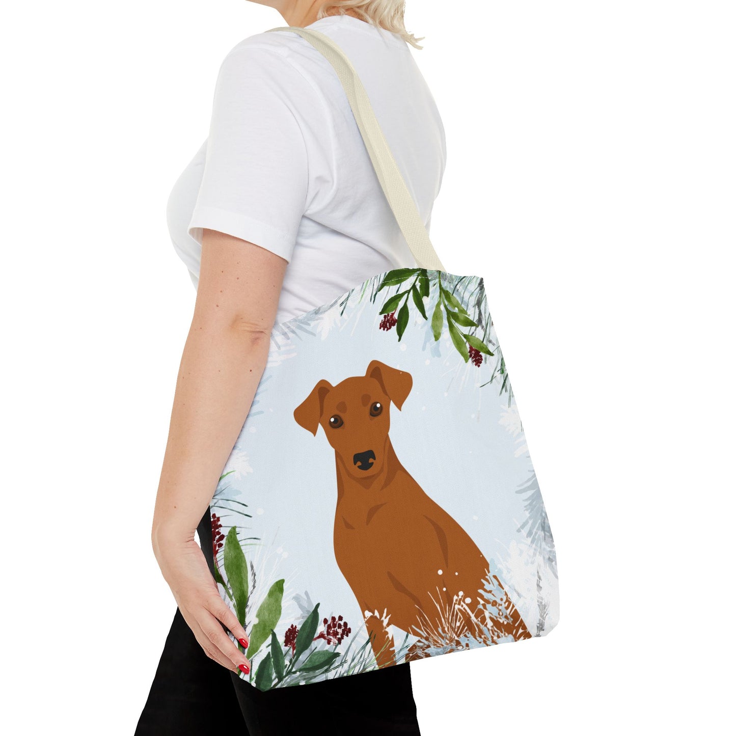 German Pinscher Dog Christmas Holiday Tote Bag 16x16