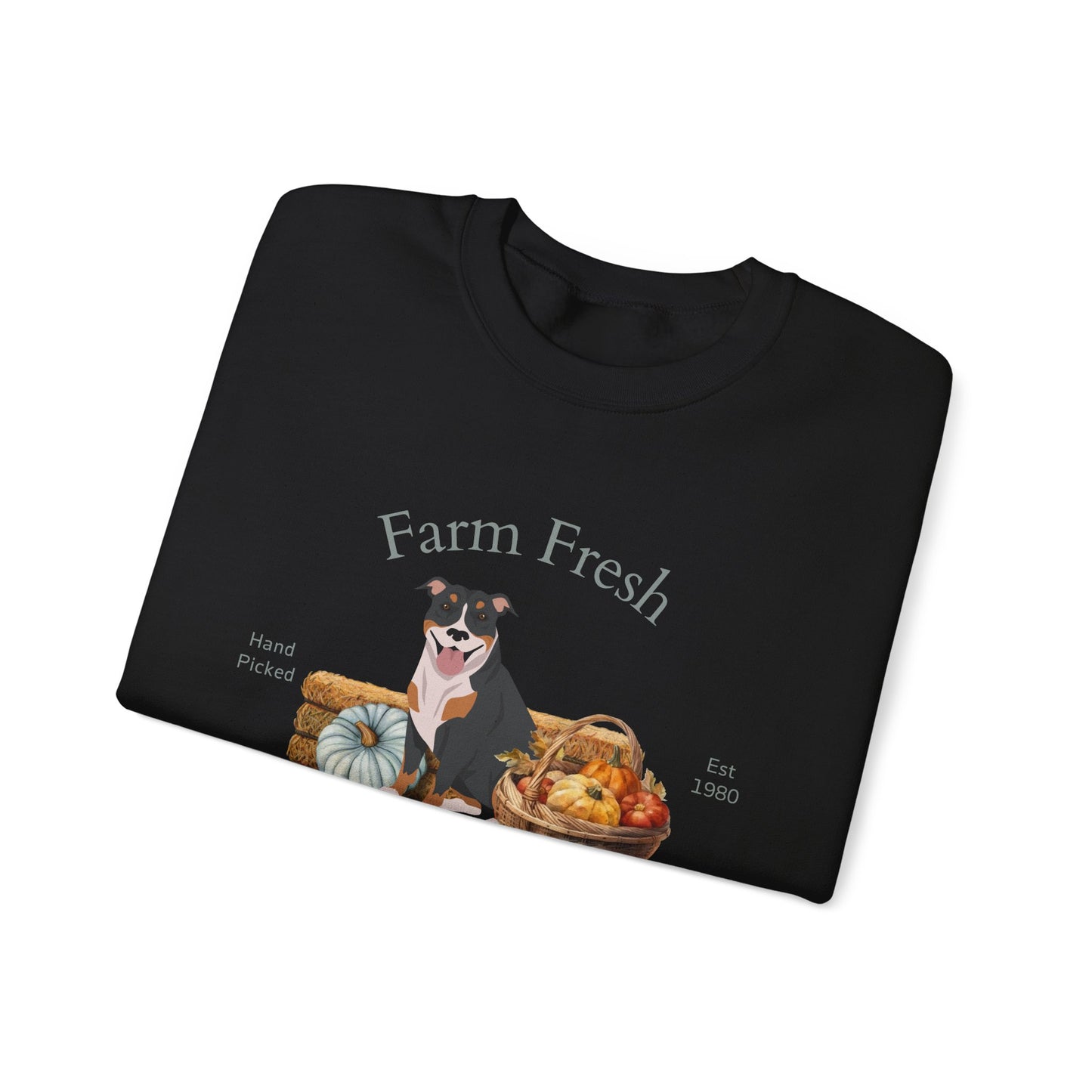 Pit Bull Terrier Dog Fall Farm Fresh Unisex Heavy Blend Crewneck Sweatshirt