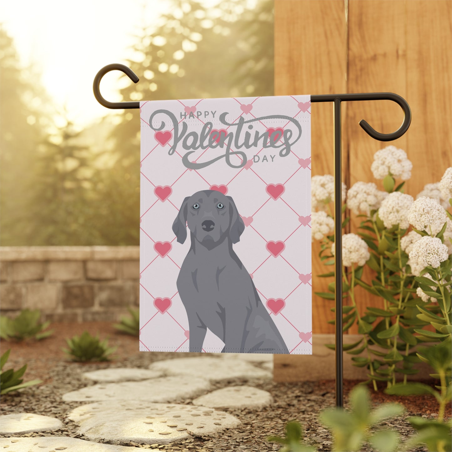 Weimaraner Dog Valentines Day Garden Flag