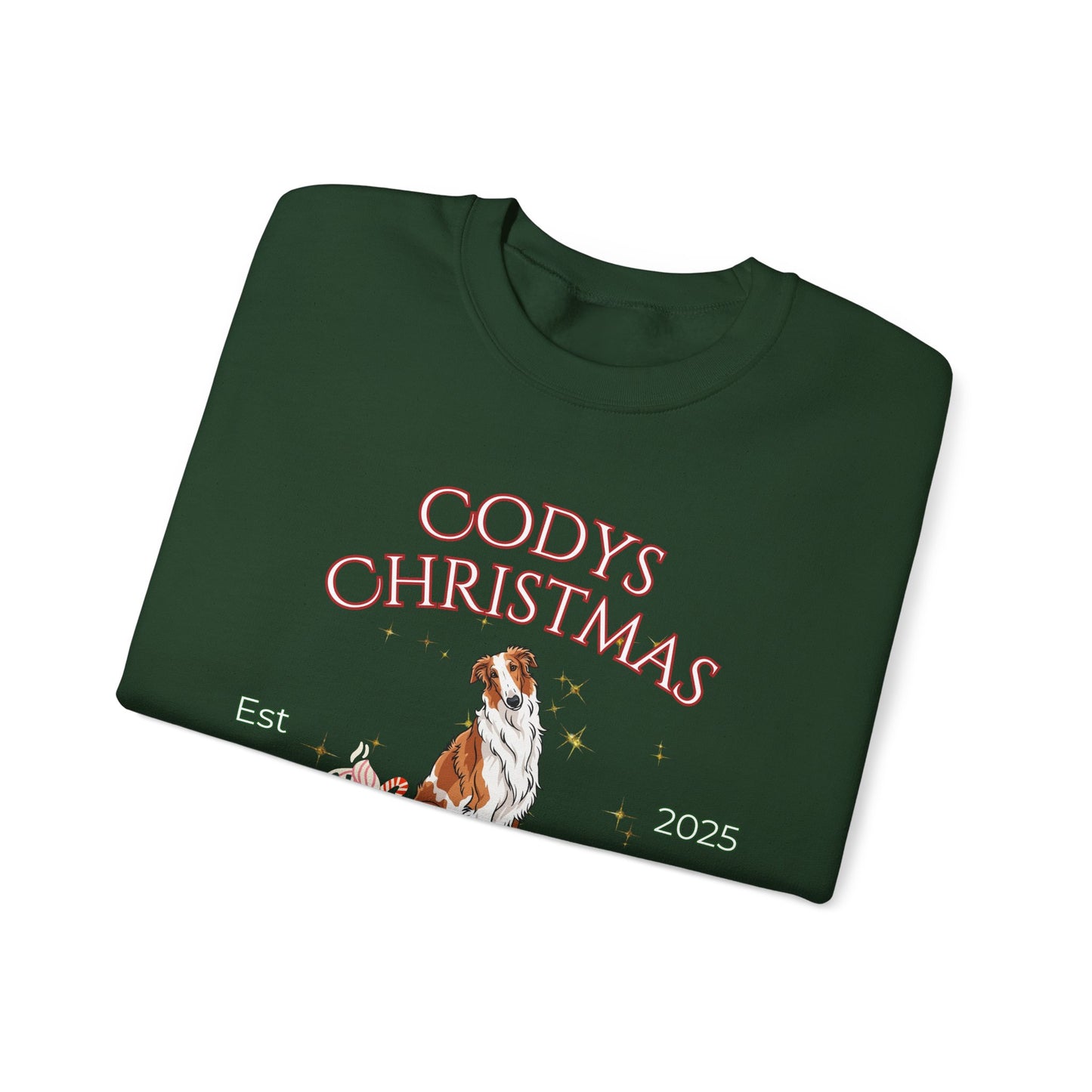 Borzoi Dog Christmas Social Club Unisex Heavy Blend Crewneck Sweatshirt Custom Name