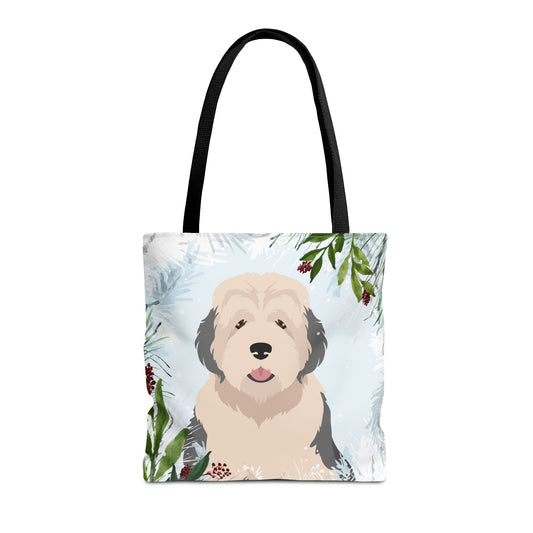 Old English Sheepdog Dog Christmas Holiday Tote Bag 16x16