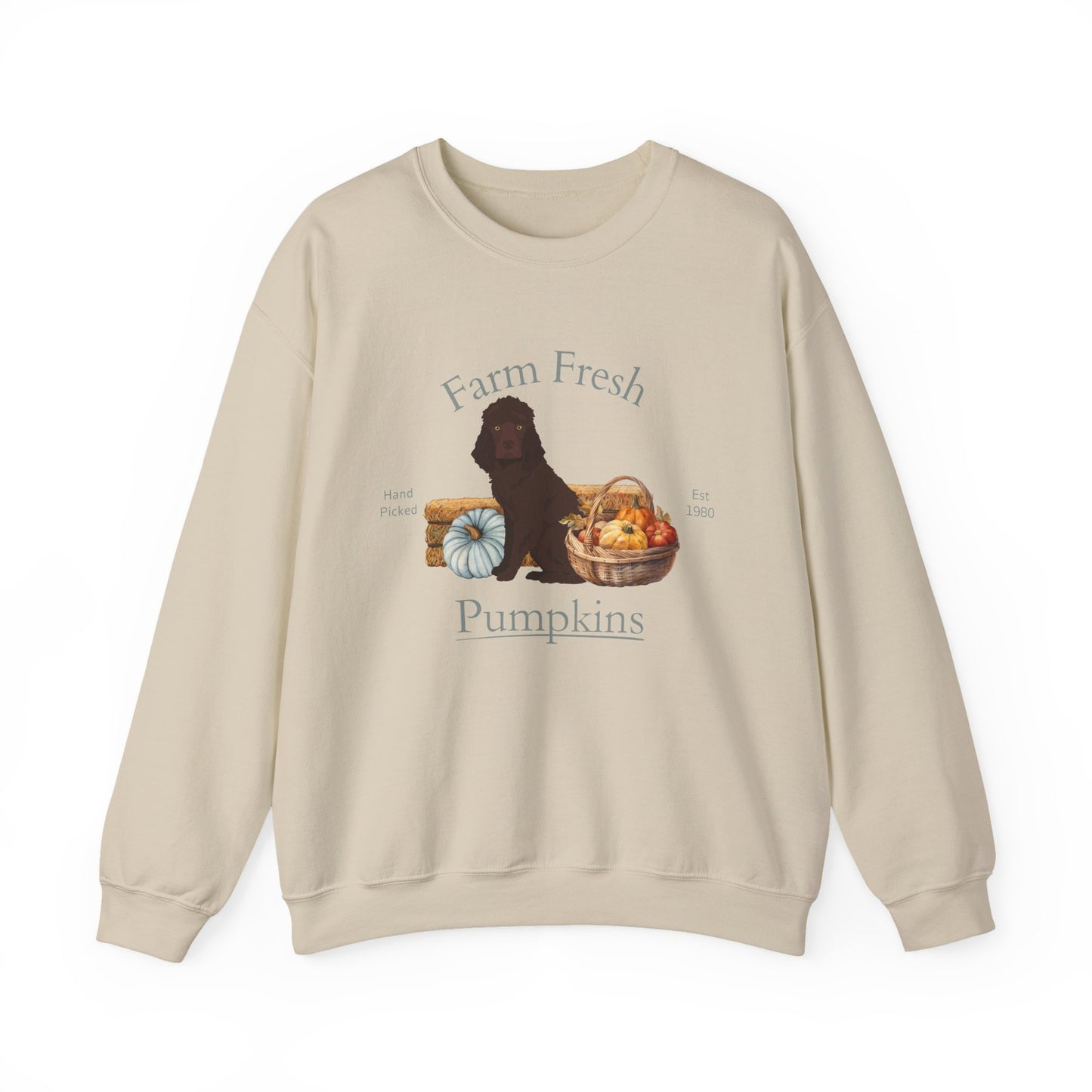 Irish Water Spaniel Dog Fall Farm Fresh Unisex Heavy Blend Crewneck Sweatshirt