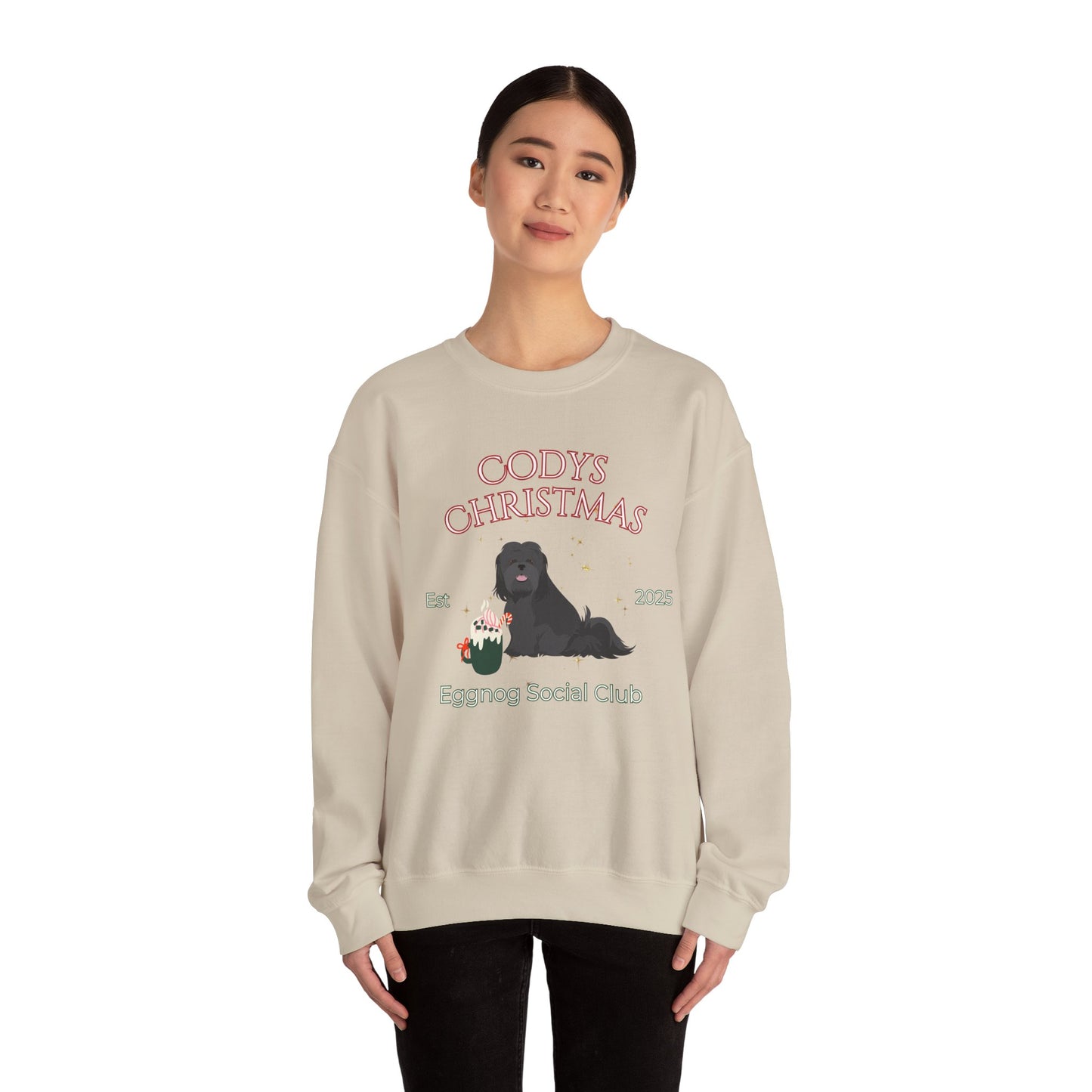 Lhasa Apso Dog Christmas Social Club Unisex Heavy Blend Crewneck Sweatshirt Custom Name