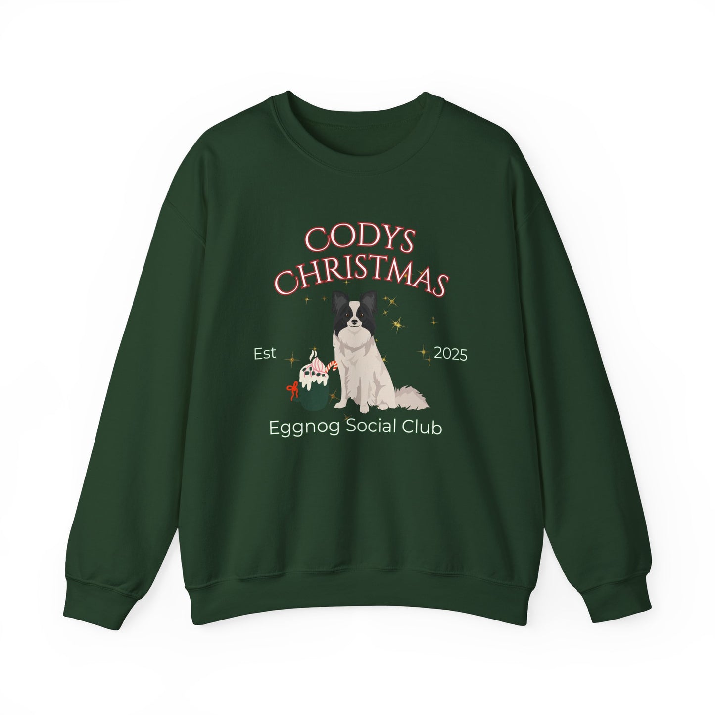 Papillon Dog Christmas Social Club Unisex Heavy Blend Crewneck Sweatshirt Custom Name