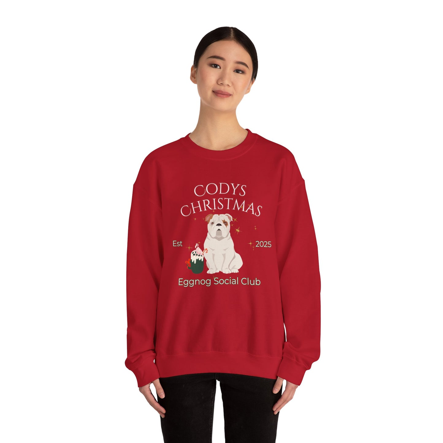 Bulldog Dog Christmas Social Club Unisex Heavy Blend Crewneck Sweatshirt Custom Name