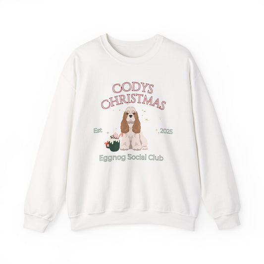American Cocker Spaniel Dog Christmas Social Club Unisex Heavy Blend Crewneck Sweatshirt Custom Name
