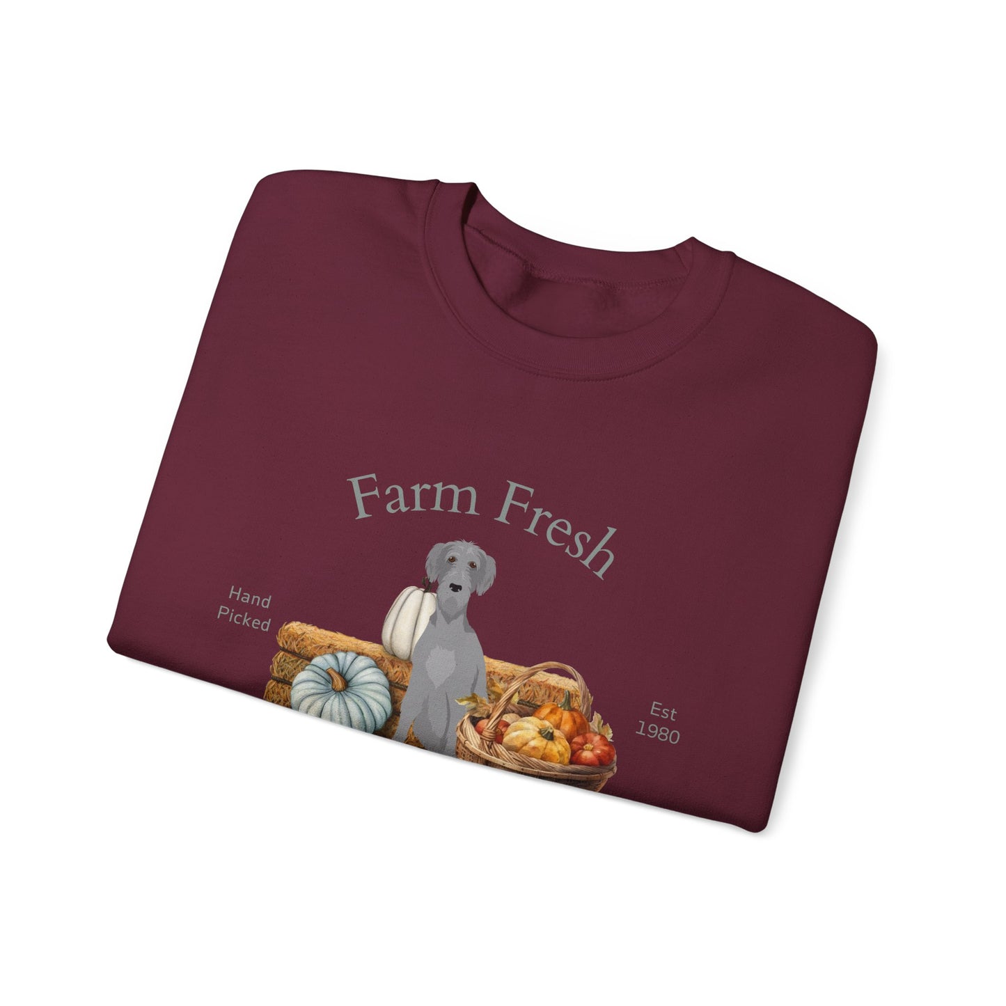 Irish Wolfhound Dog Fall Farm Fresh Unisex Heavy Blend Crewneck Sweatshirt