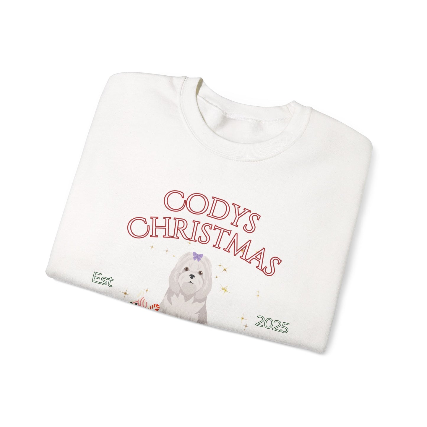 Maltese Dog Christmas Social Club Unisex Heavy Blend Crewneck Sweatshirt Custom Name