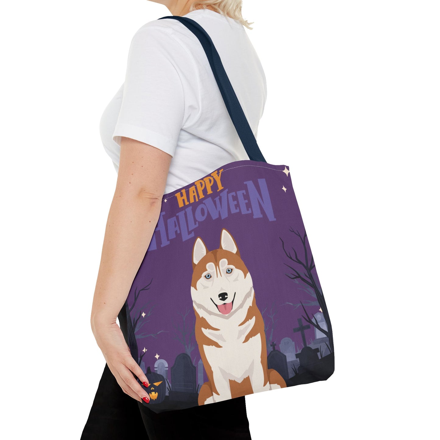Siberian Husky Dog Happy Halloween Tote Bag 16x16