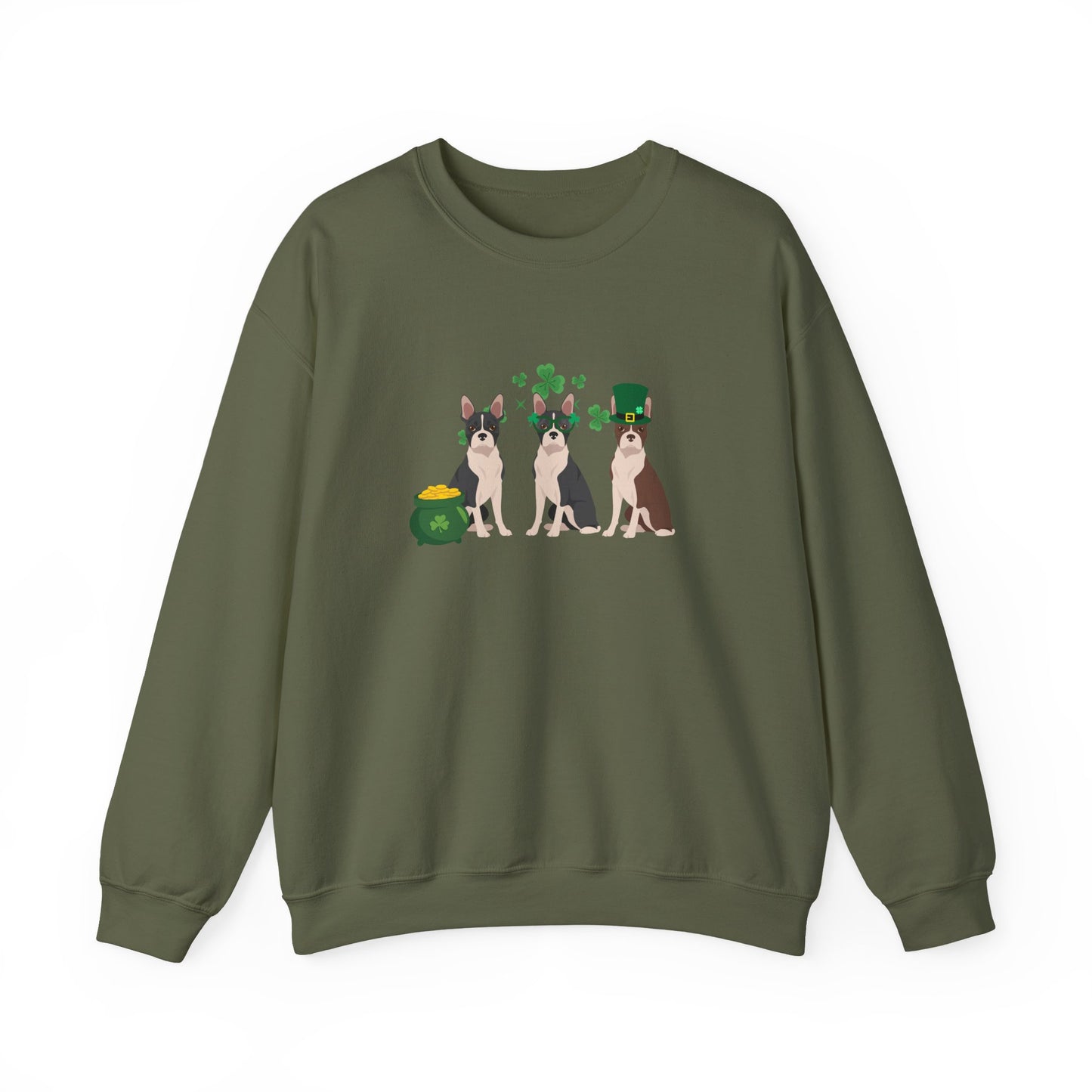 Boston Terrier Dog St Patricks Day Unisex Heavy Blend Crewneck Sweatshirt, St Pattys day, Cute Dog Mom Gift