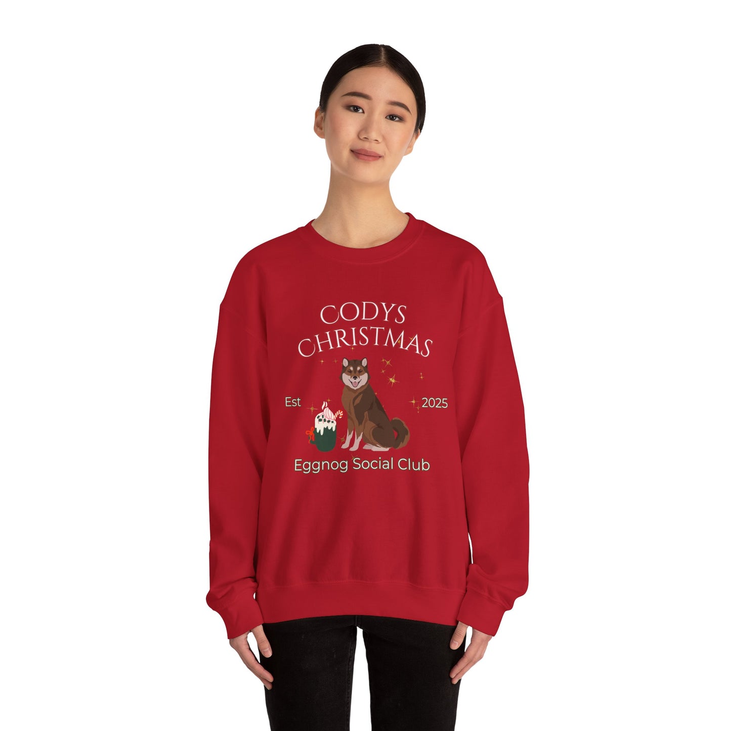 Hokkaido Dog Christmas Social Club Unisex Heavy Blend Crewneck Sweatshirt Custom Name