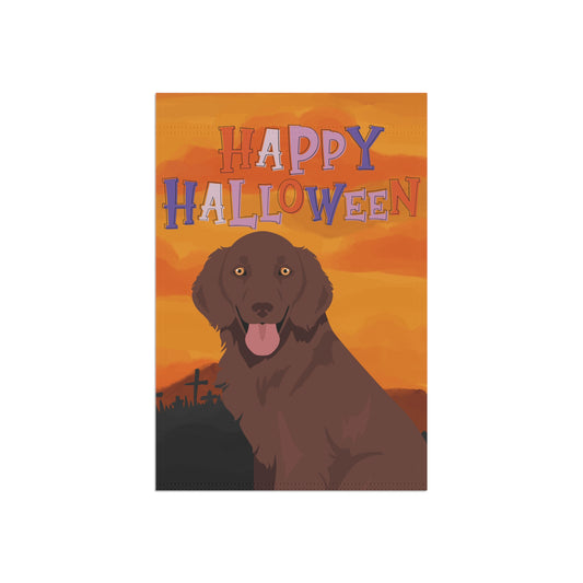 Flat Coated Retriever Dog Halloween Garden Flag