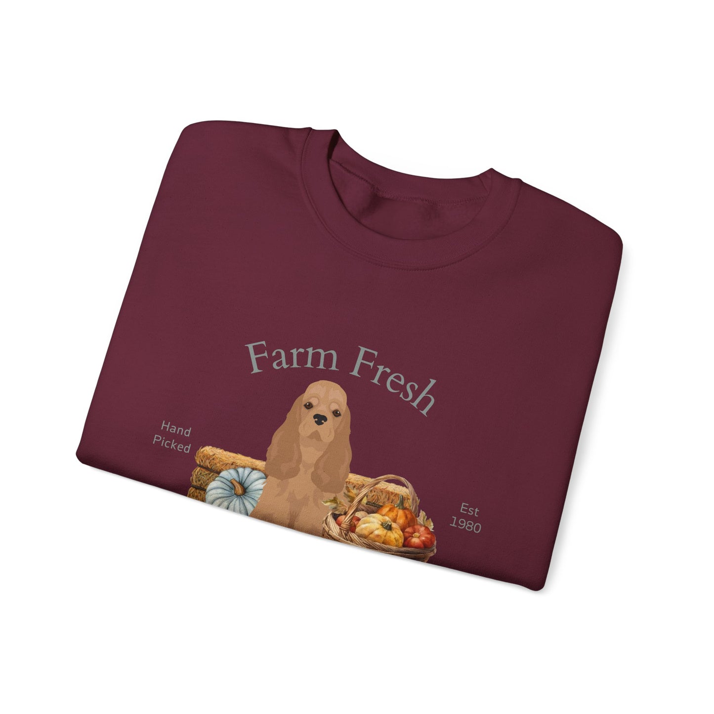 Cocker Spaniel Dog Fall Farm Fresh Unisex Heavy Blend Crewneck Sweatshirt