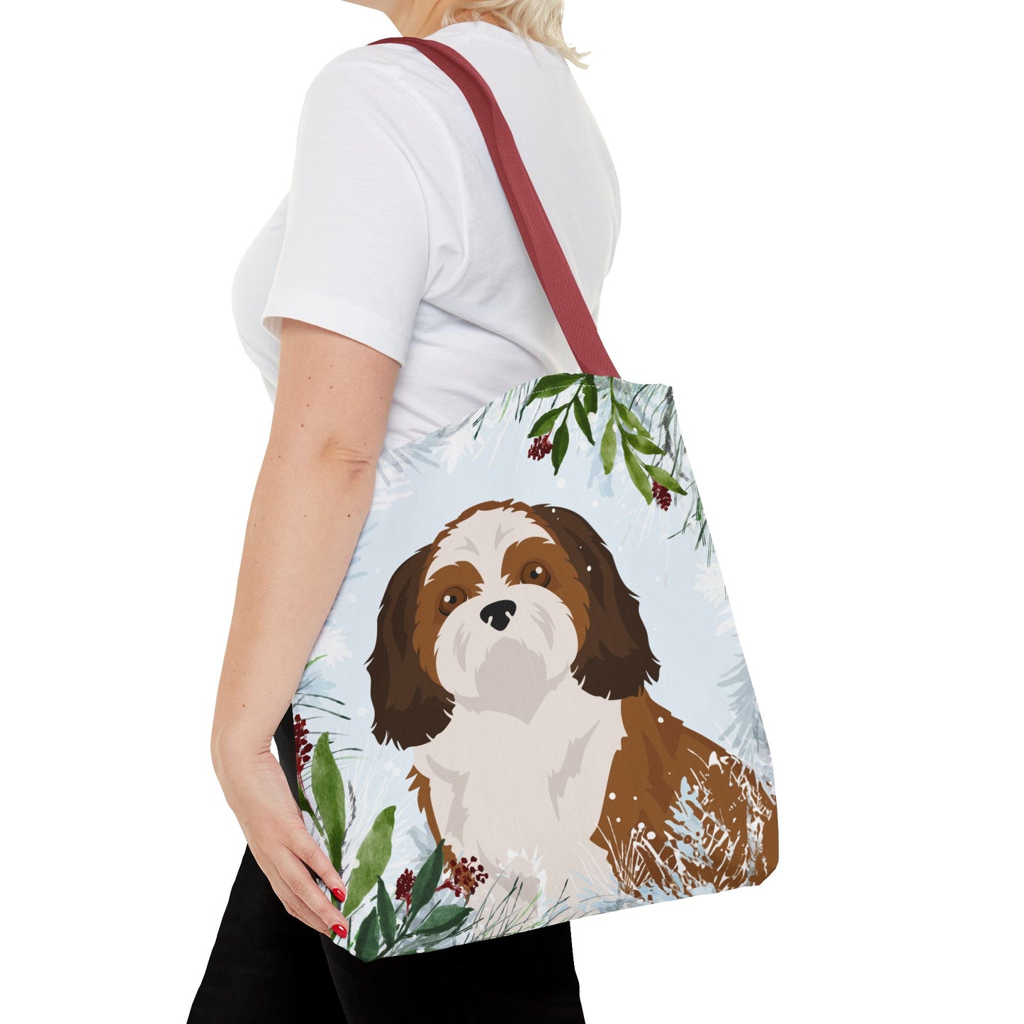 Shih Tzu Dog Christmas Holiday Tote Bag 16x16