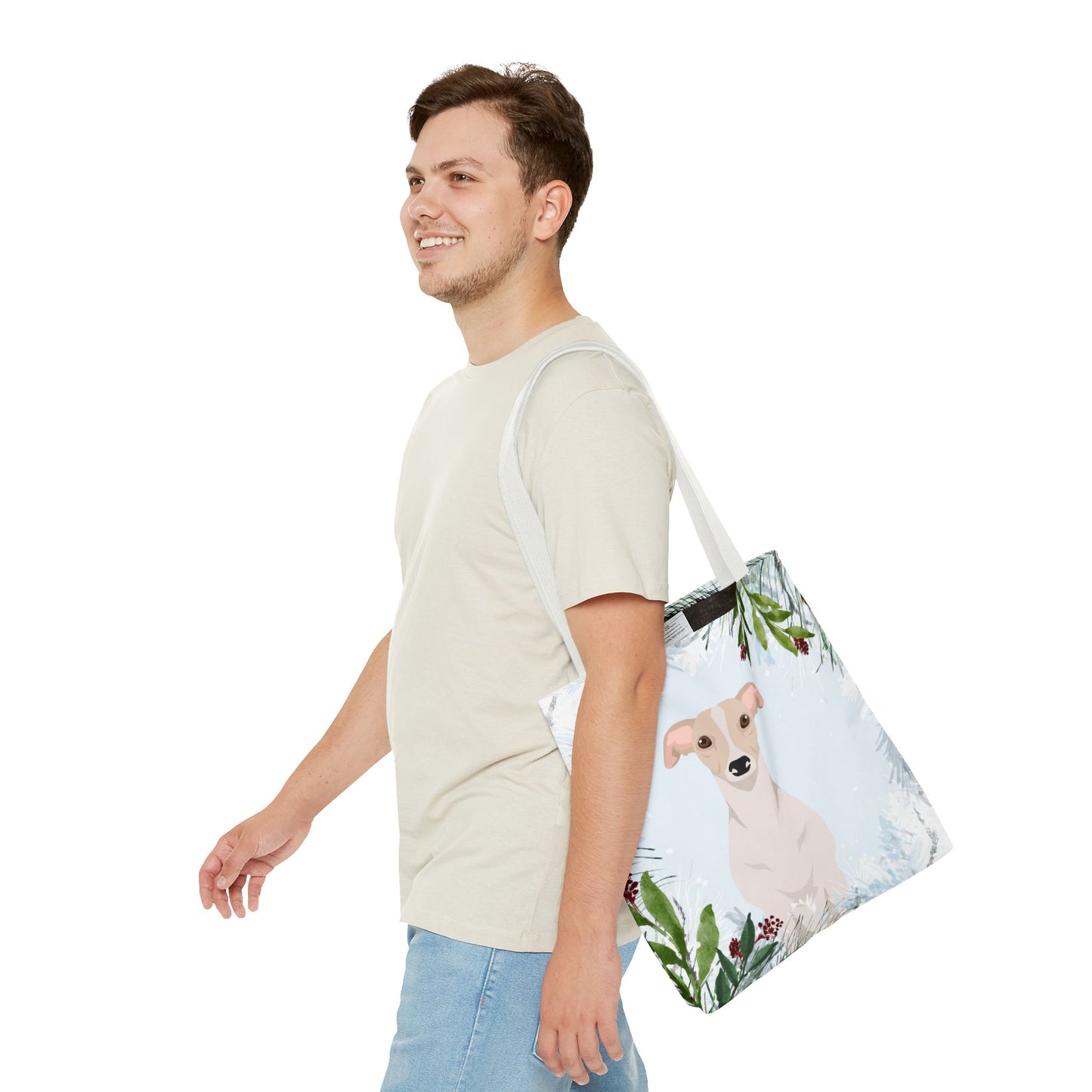 Whippet Dog Christmas Holiday Tote Bag 16x16