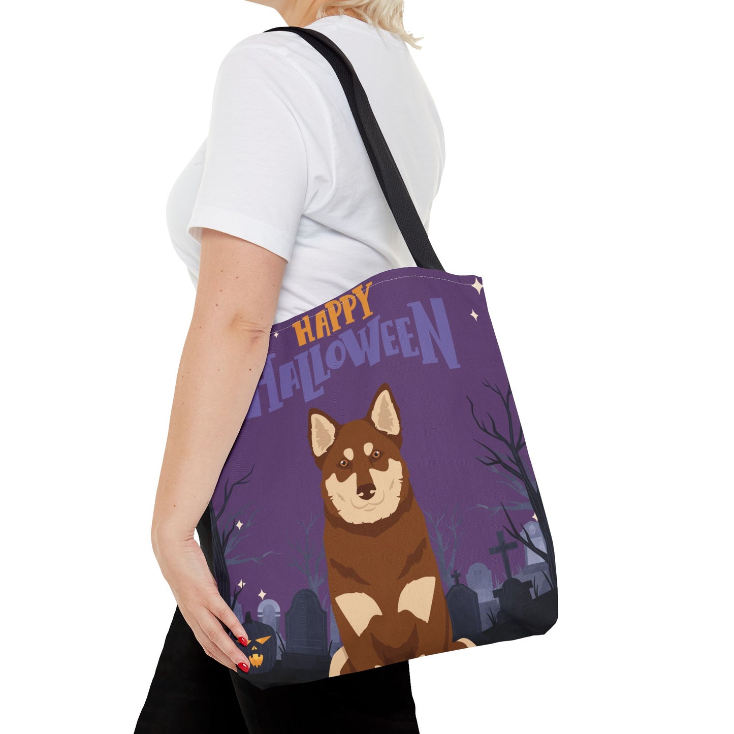 Lapponian Herder Dog Happy Halloween Tote Bag 16x16