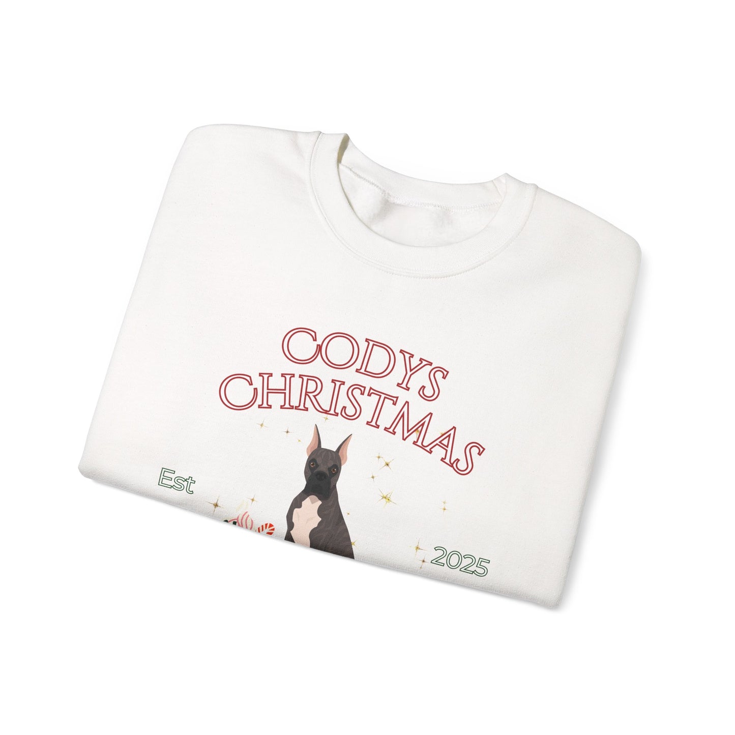 Boxer Dog Christmas Social Club Unisex Heavy Blend Crewneck Sweatshirt Custom Name
