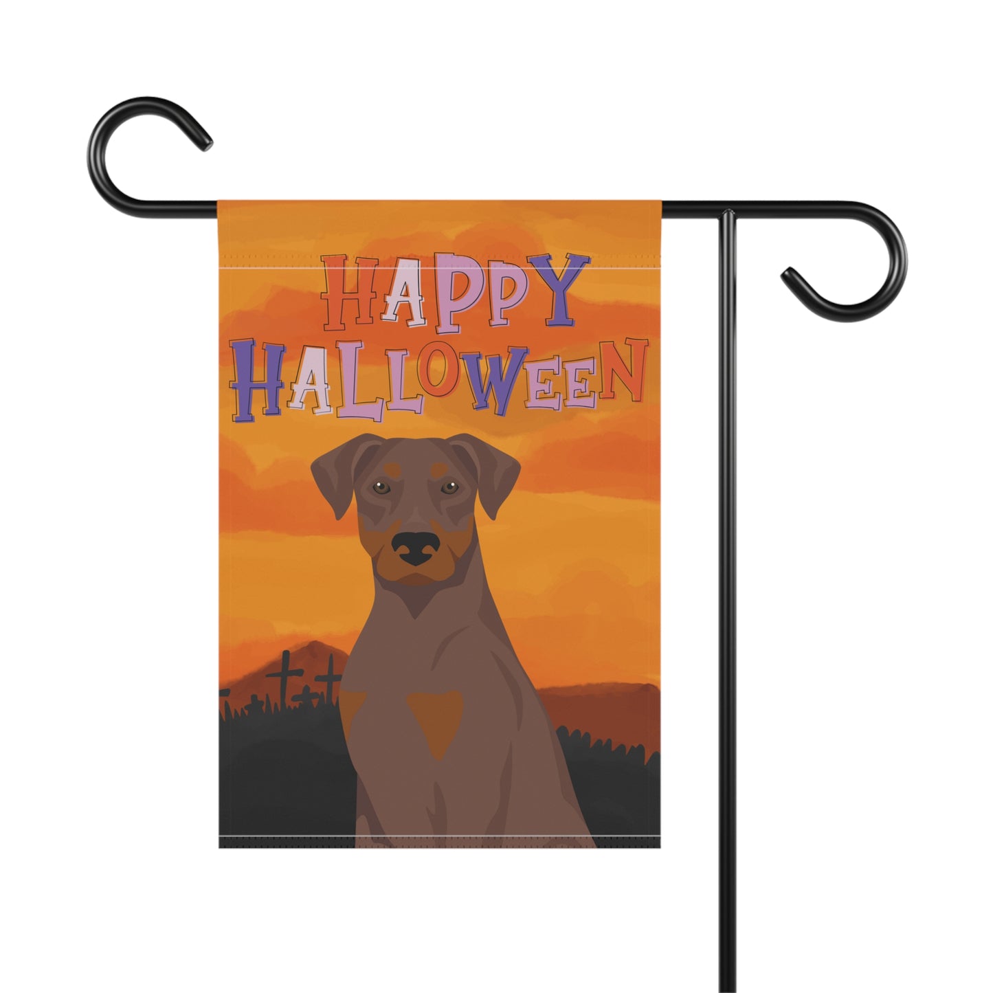 Doberman Pinscher Dog Halloween Garden Flag