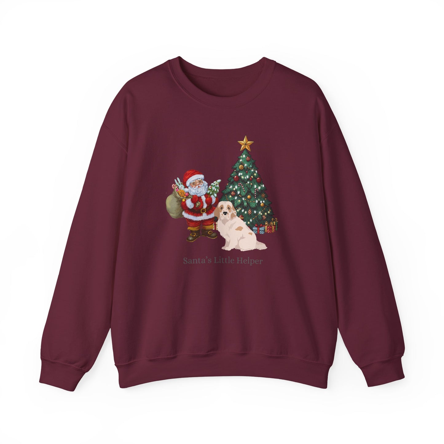 Clumber Spaniel Dog Santa's Little Helper Unisex Heavy Blend Crewneck Sweatshirt