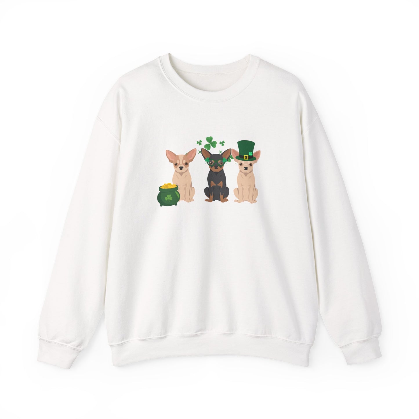 Chihuahua Dog St Patricks Day Unisex Heavy Blend Crewneck Sweatshirt, St Pattys day, Cute Dog Mom Gift