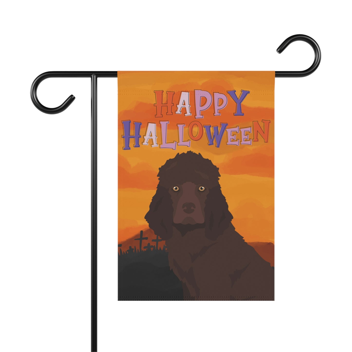 Irish Water Spaniel Dog Halloween Garden Flag