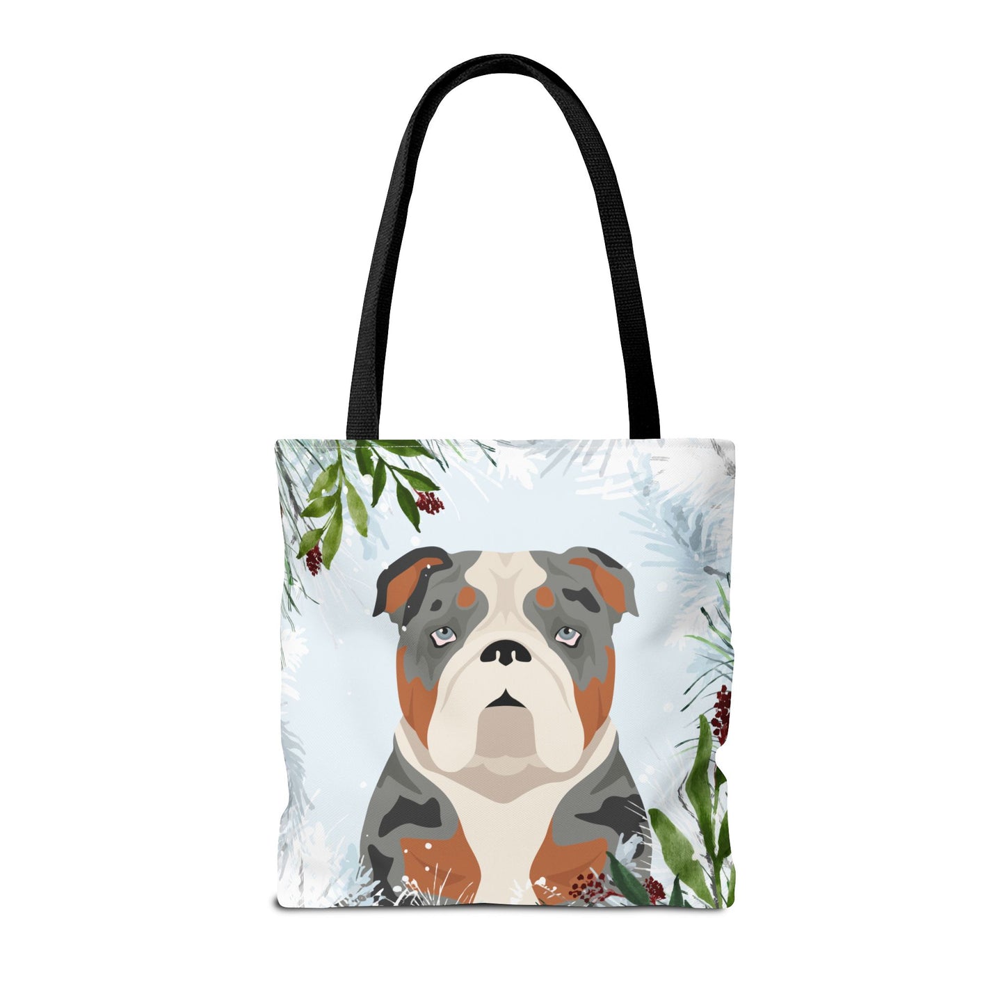 Bulldog Dog Christmas Holiday Tote Bag 16x16