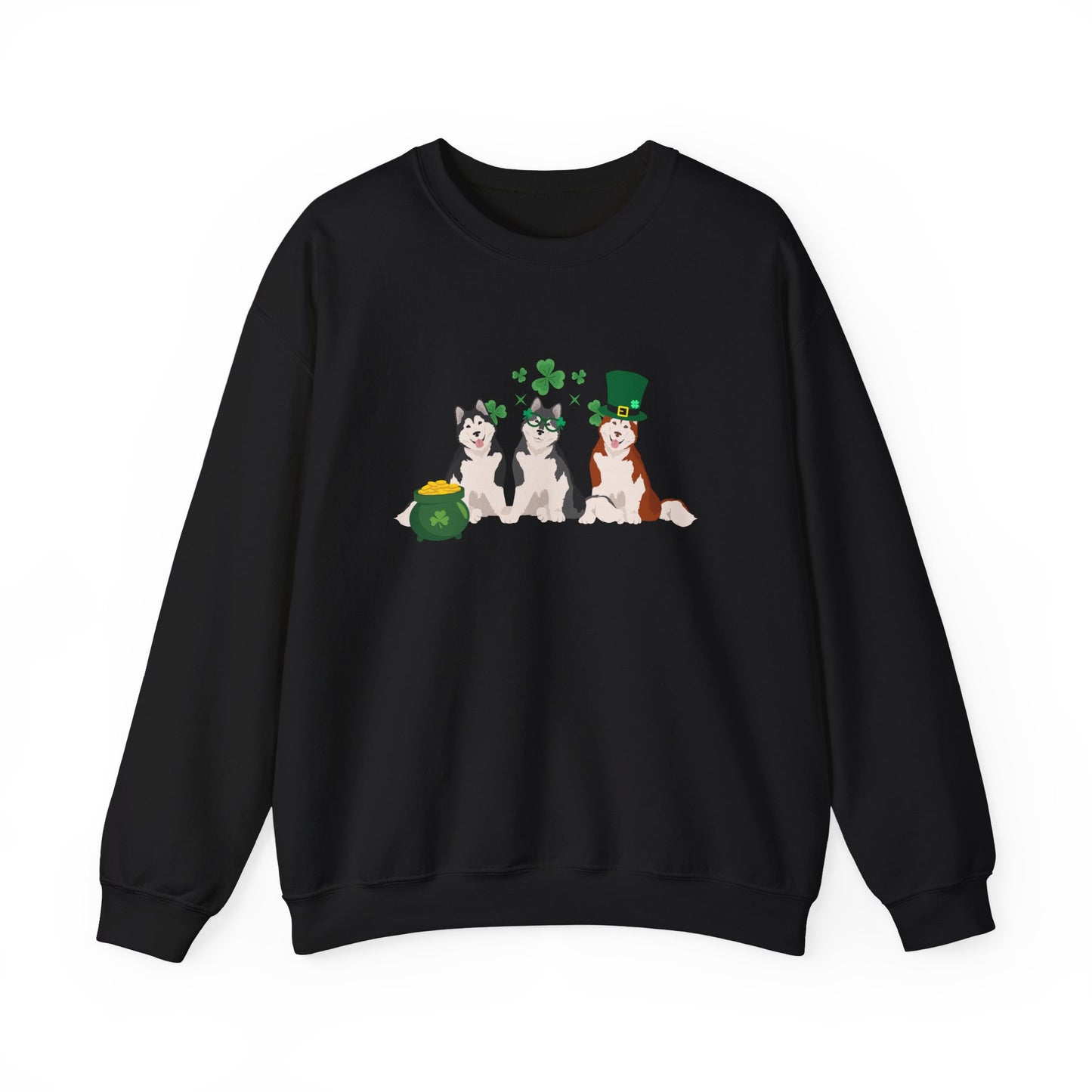 Alaskan Malamute Dog St Patricks Day Unisex Heavy Blend Crewneck Sweatshirt, St Pattys day, Cute Dog Mom Gift