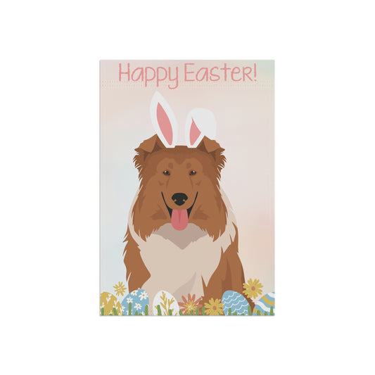 Collie Dog Happy Easter Garden Flag