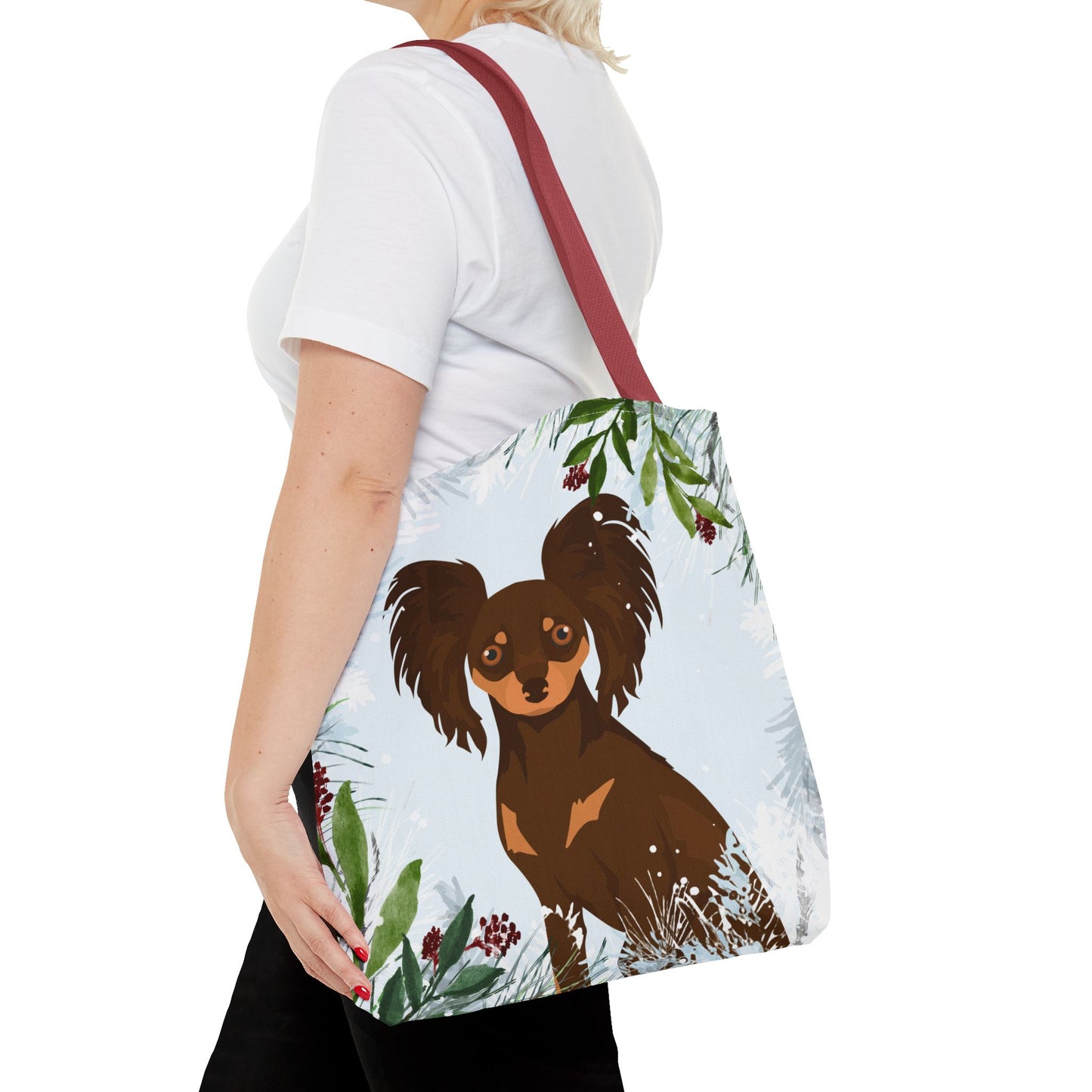 Russian Toy Terrier Dog Christmas Holiday Tote Bag 16x16