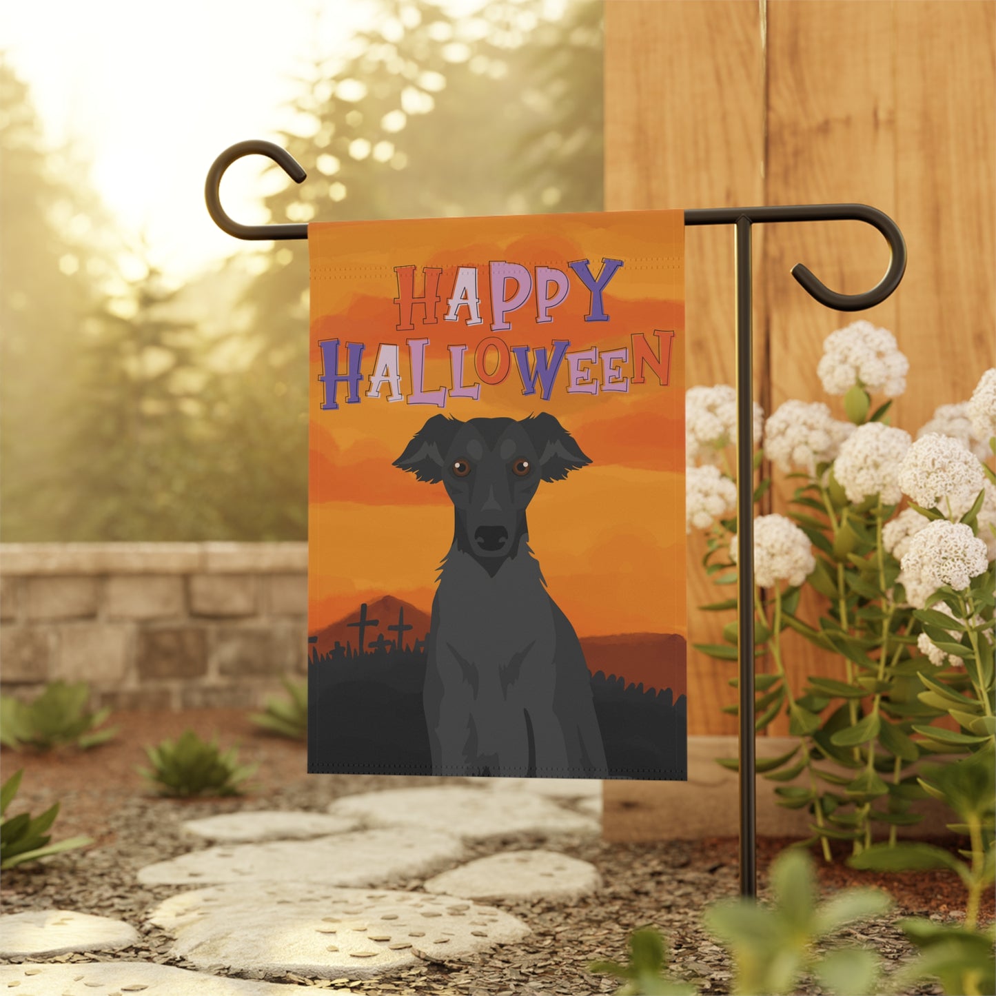 Silken Windhound Dog Halloween Garden Flag