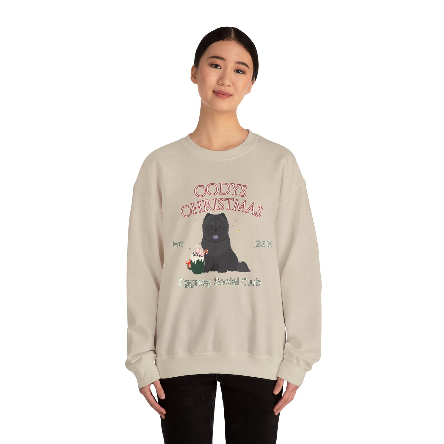 Chow Chow Dog Christmas Social Club Unisex Heavy Blend Crewneck Sweatshirt Custom Name