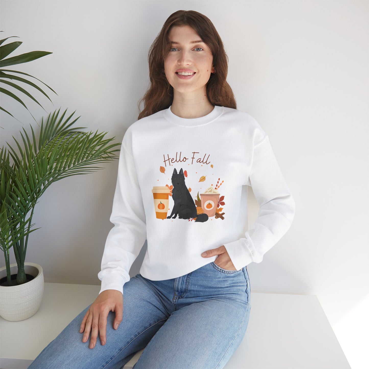 Belgian Shepherd Dog Fall Halloween Unisex Heavy Blend Crewneck Sweatshirt