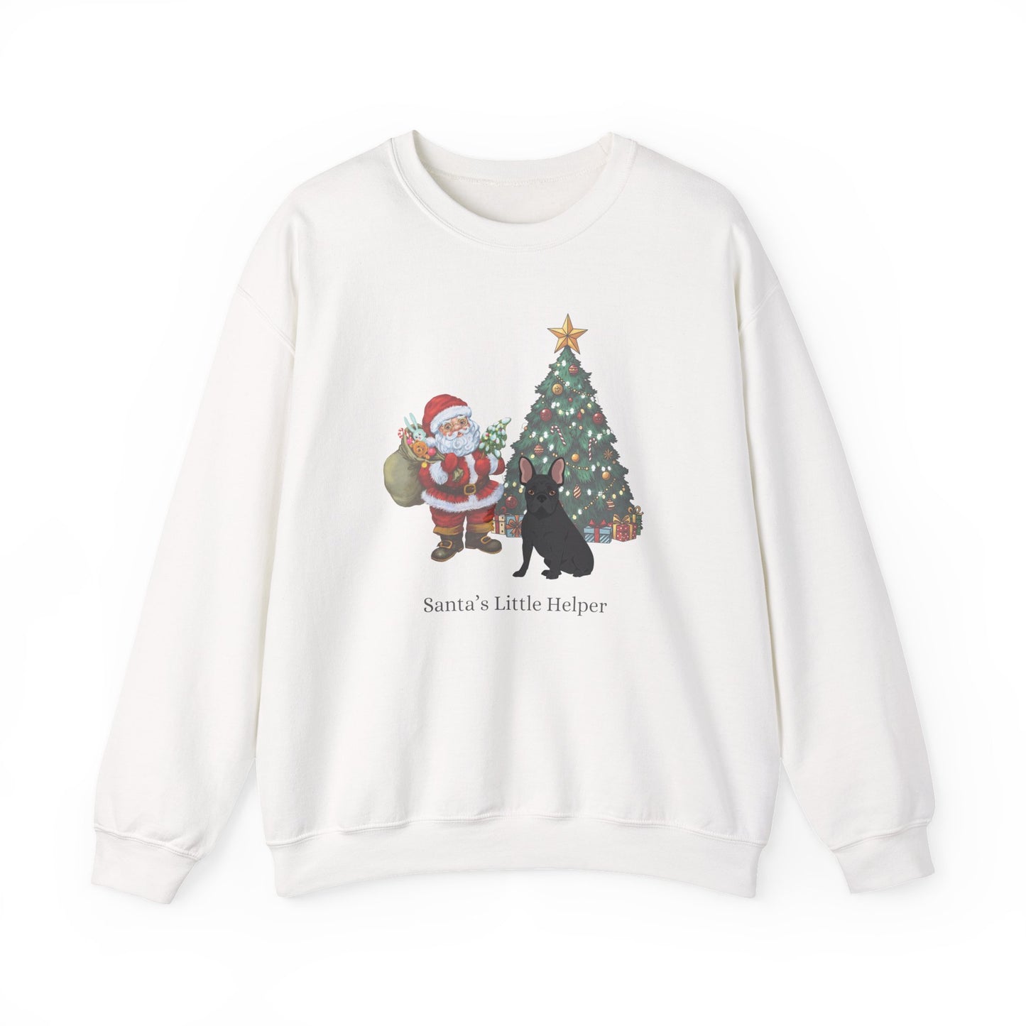 French Bulldog Dog Santa's Little Helper Unisex Heavy Blend Crewneck Sweatshirt