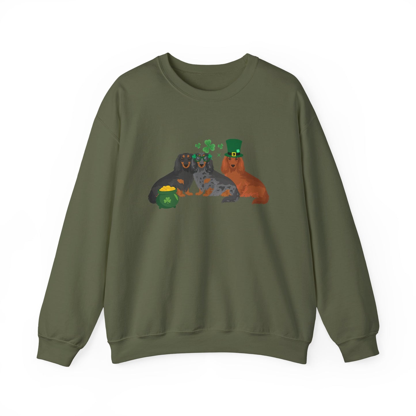 Dachshund Dog St Patricks Day Unisex Heavy Blend Crewneck Sweatshirt, St Pattys day, Cute Dog Mom Gift