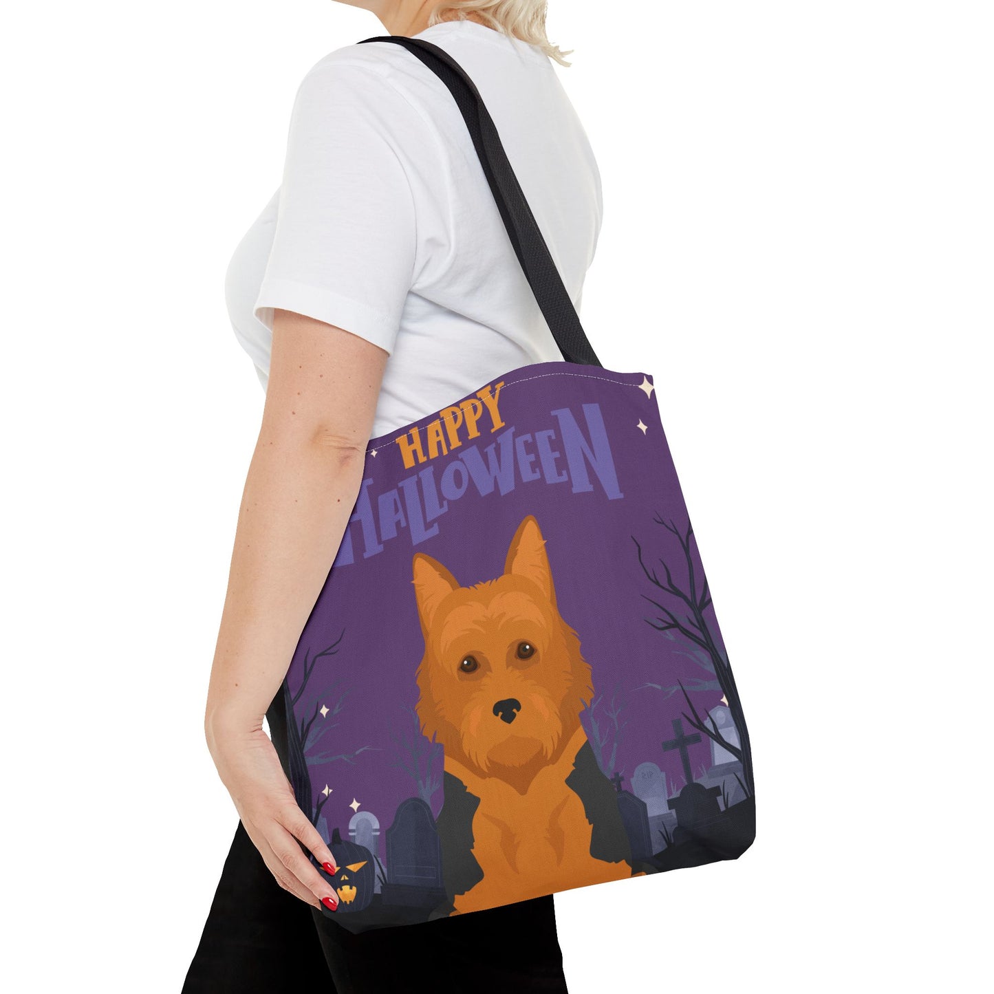 Australian Terrier Dog Happy Halloween Tote Bag 16x16