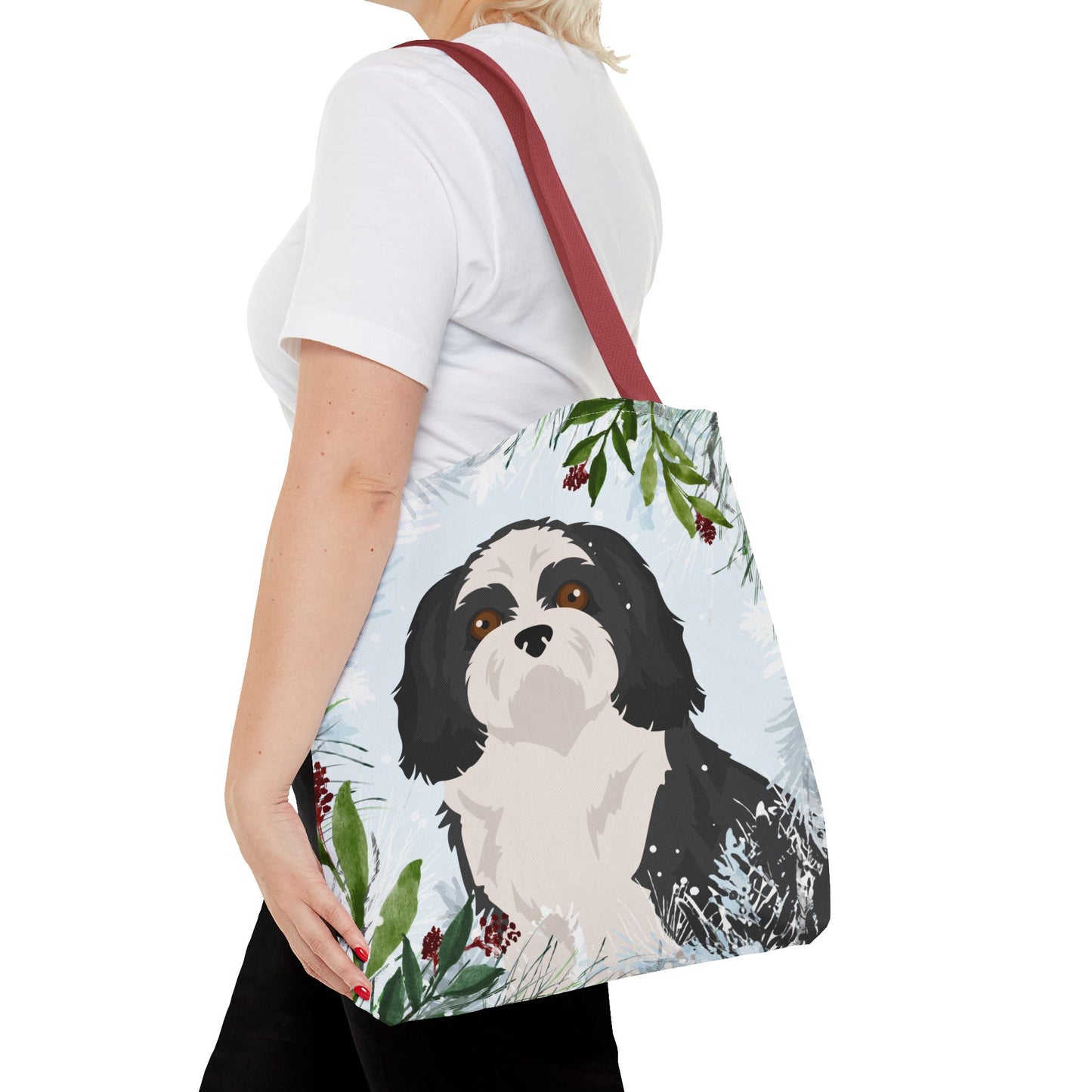 Shih Tzu Dog Christmas Holiday Tote Bag 16x16