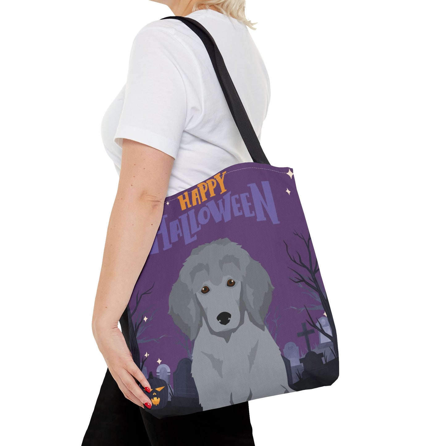 Poodle Dog Happy Halloween Tote Bag 16x16