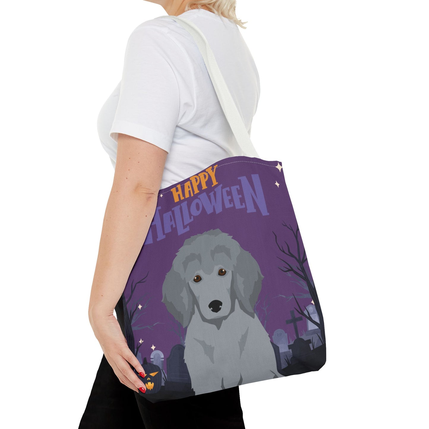 Poodle Dog Happy Halloween Tote Bag 16x16