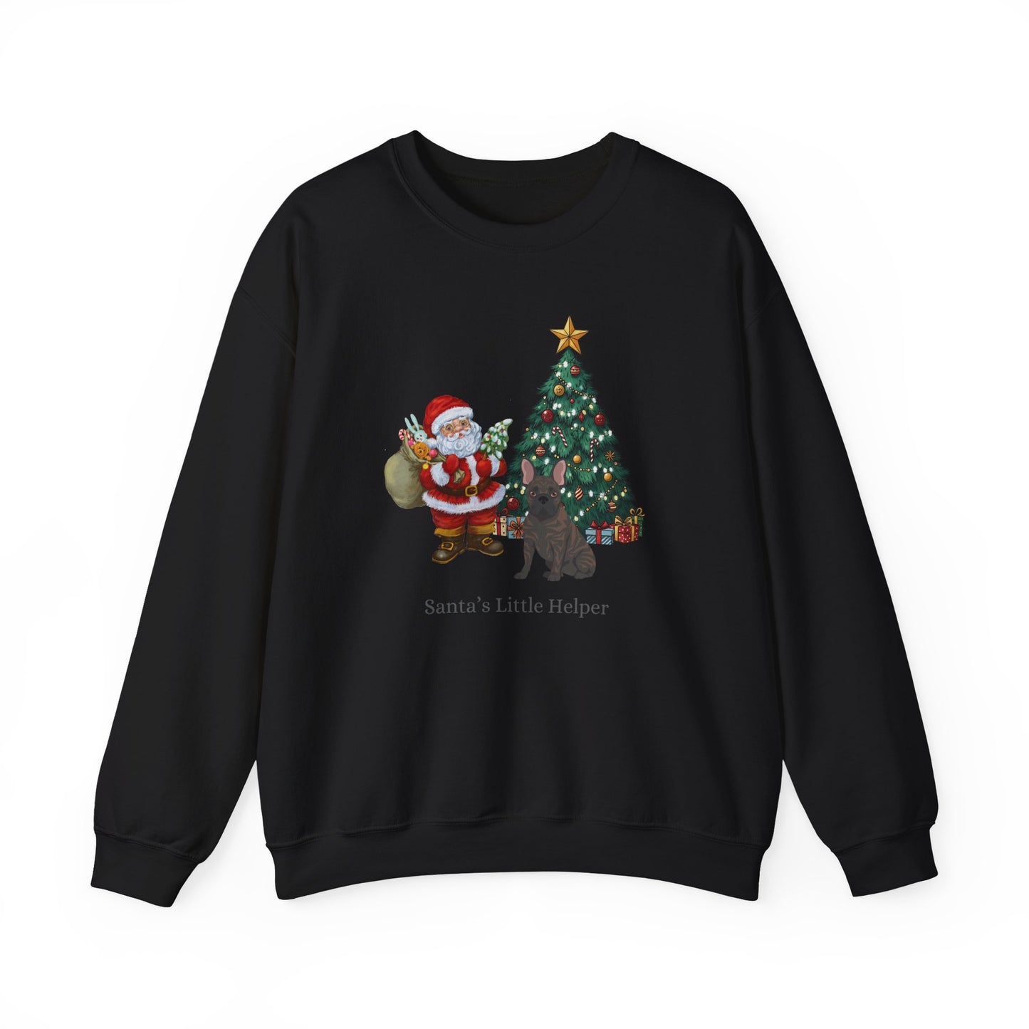 French Bulldog Dog Santa's Little Helper Unisex Heavy Blend Crewneck Sweatshirt