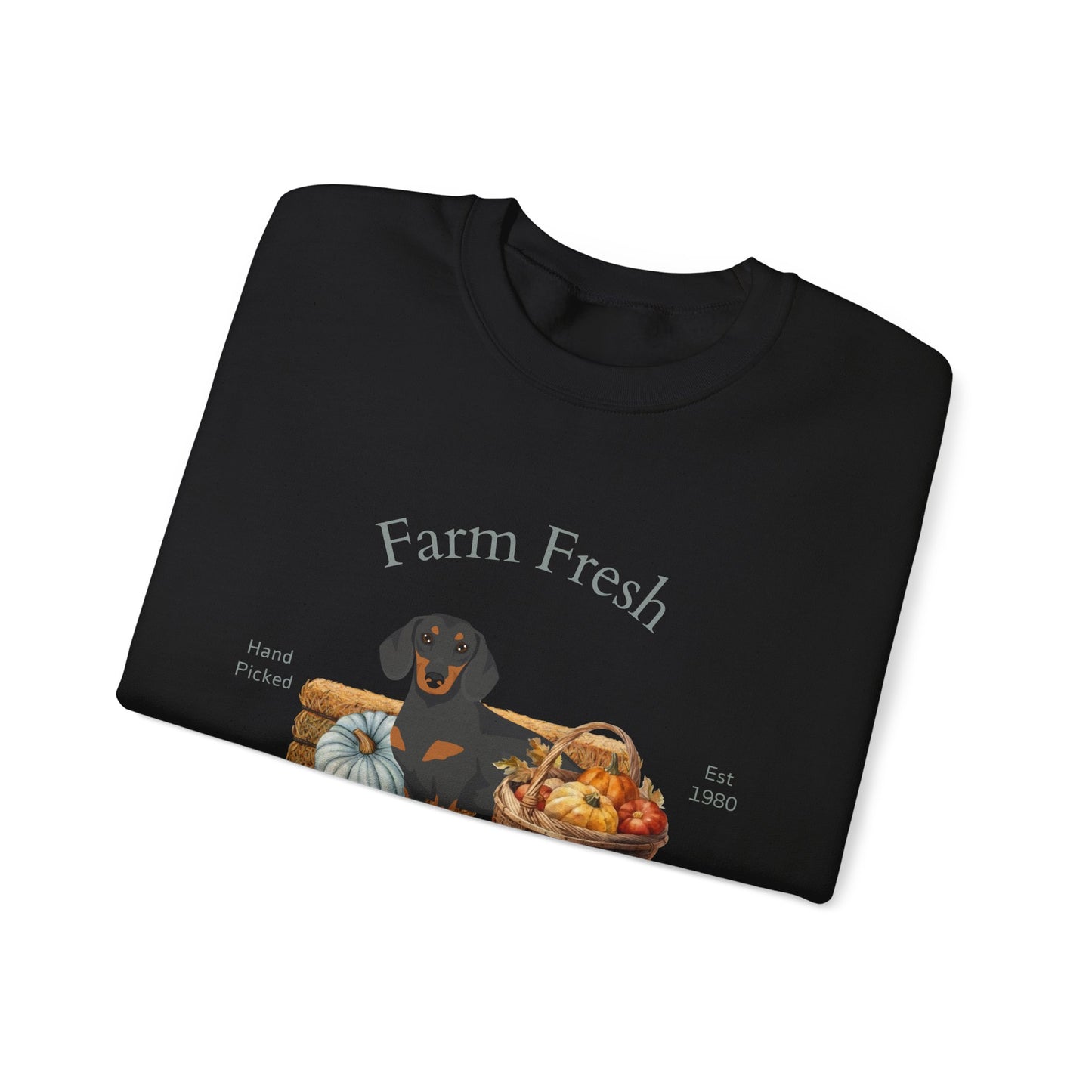 Dachshund Dog Fall Farm Fresh Unisex Heavy Blend Crewneck Sweatshirt